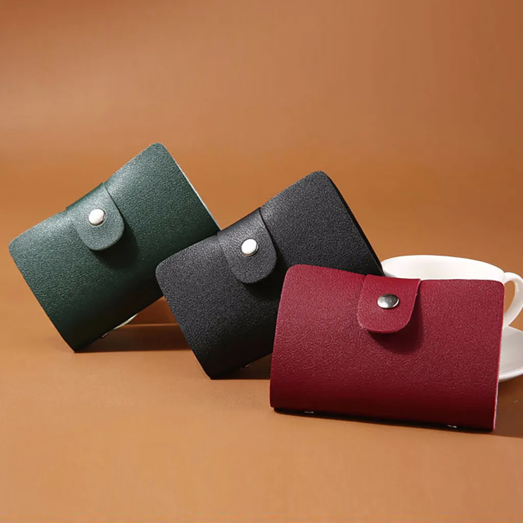 

Men Women Leather Credit Card Holder Case Card Holder Wallet Business Card Women Credit Passport Card 12 Bit
