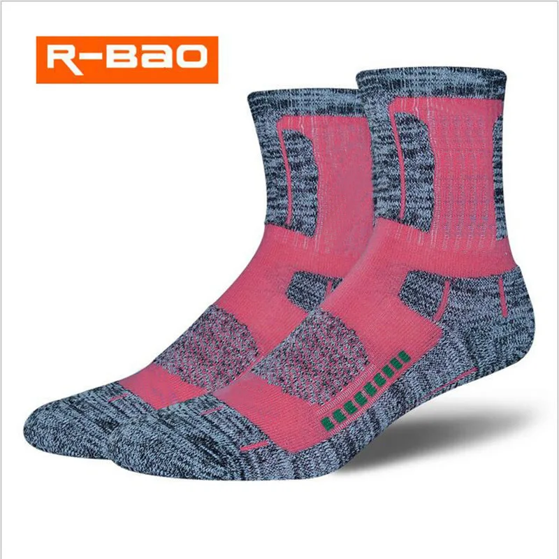 Outdoor Sport Mountaineering Skiing Hiking Trekking Socks Men Women Winter Warm Cotton Walking Cycling Terry Sock - Цвет: Розовый