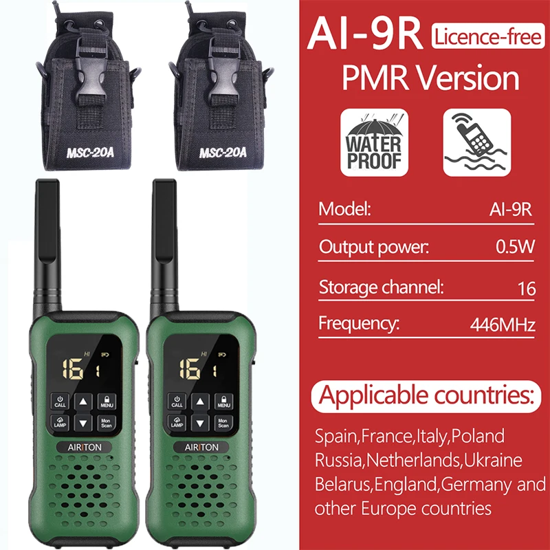 2Pcs Airiton AI-9R IP67 Floating Walkie Talkie Waterproof 30KM Long Range Powerful PMR/FRS Two way Radio Upgrade of UV-9r Plus long range walkie talkies 200 miles Walkie Talkie