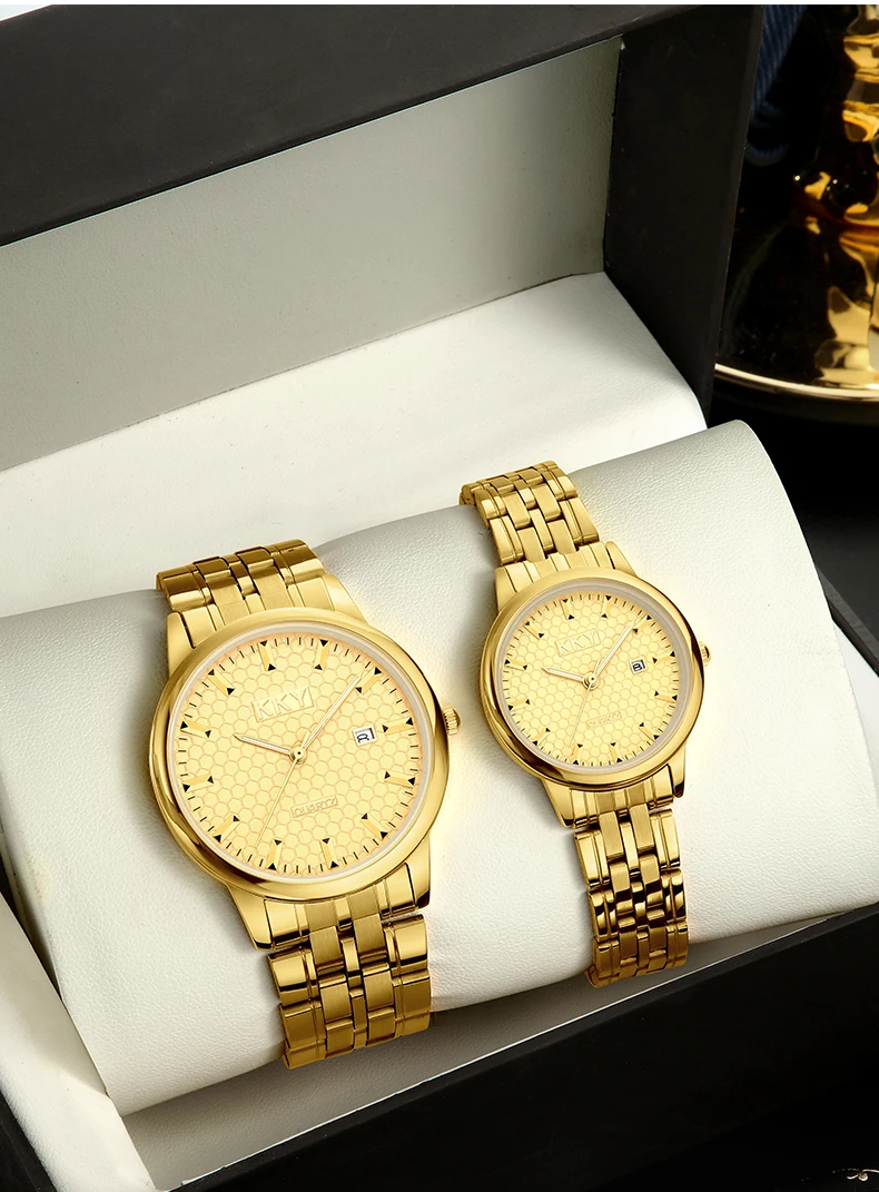 KKY New Brand Creative Golden Briquette Design Quartz Men Women Watches Relogio Masculino Luxury Wrist Watches Female Male Clock