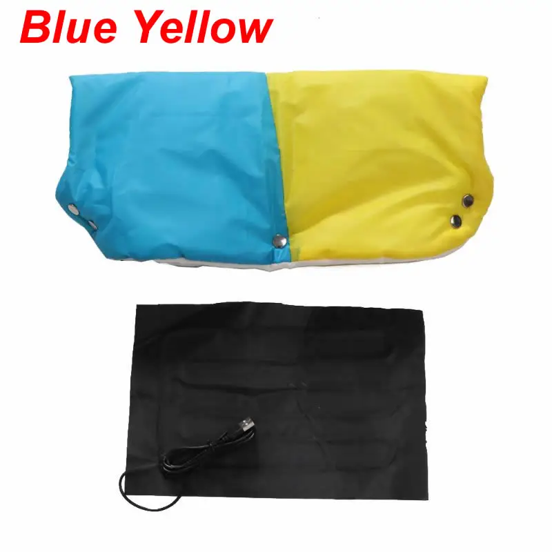 Blue Yellow Зимний теплый USB нагреватель варежки на коляску грелка коляска муфта рук Водонепроницаемый 19QF - Цвет: Blue Yellow