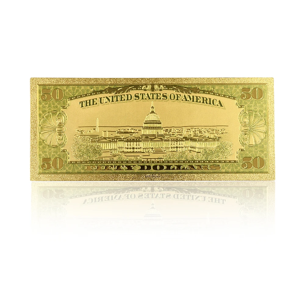 1928 год Красочные золотые банкноты Usd 50 24k Золотая фольга бумажные деньги
