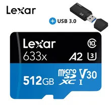 Lexar micro sd карта 633x UHS-I карта памяти 512 ГБ Популярные micro sd карты для смартфонов/камера Высокая скорость/качество