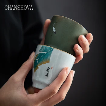 

CHANSHOVA Traditional Chinese Style Handpainted Ceramic Handmade Teacup mug China Porcelain Small and Large Coffee cups G096
