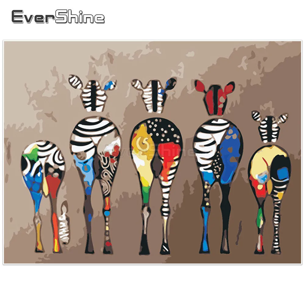 EverShine 5D Diamond Painting Full Square Cartoon Pictures Of Rhinestones Embroidery Zebra Cross Stitch Children Gift | Дом и сад