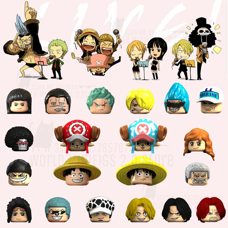 Anime Series Bricks One Piece Luffy Chopper Zoro Nami Usopp Sanji Nico Brook Franky Figures Heads Building Blocks Toys For Kids Blocks Aliexpress