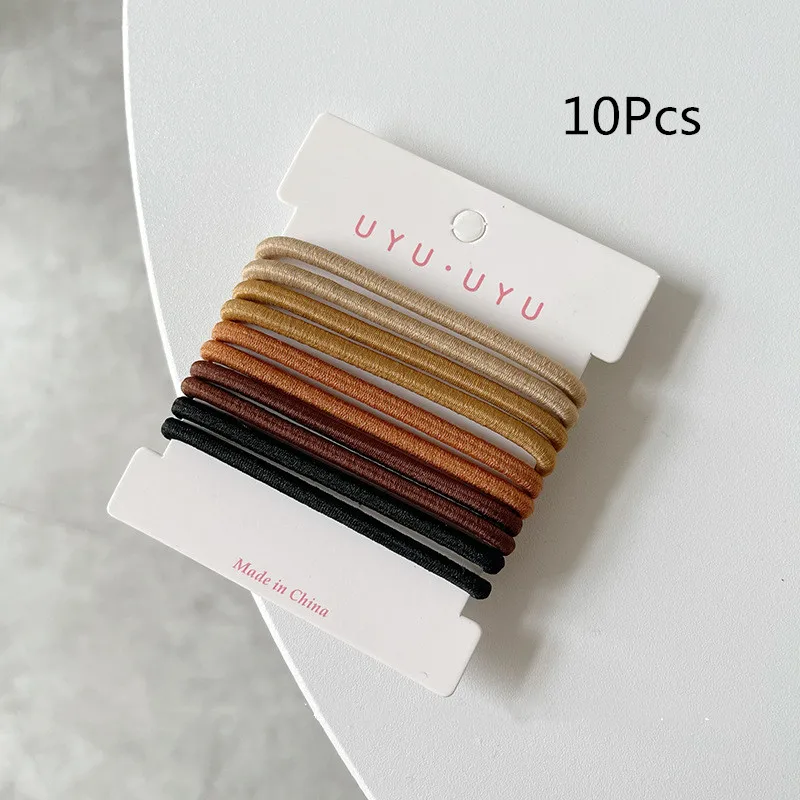 5pcs/pack Basic Thick Braided Elastic Hair Bands Simple Rubber Band Ponytail Rope Black Brown Hair Tie Head Band For Women Girls cute headbands for women Hair Accessories