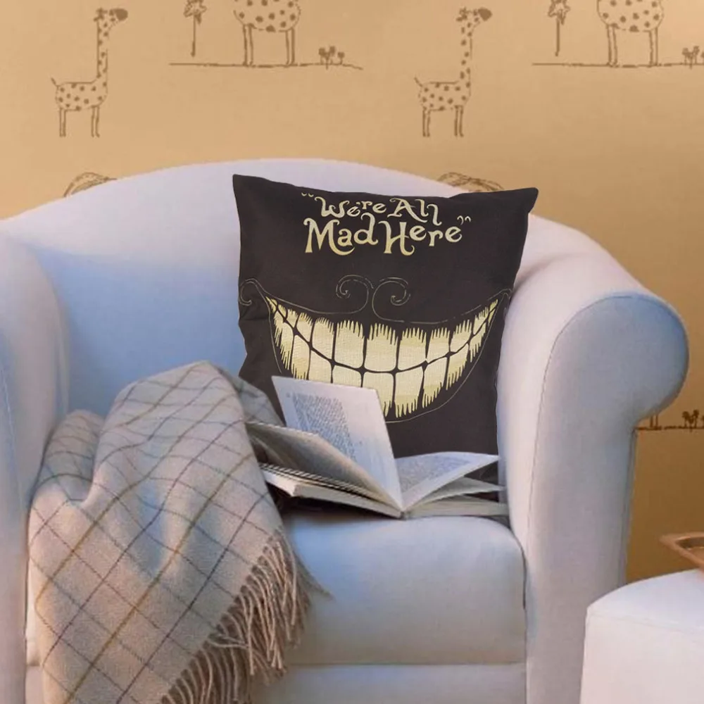 

Creative Funny Design Linen Home Sofa Decorative Pillow Halloween Smile Face Pattern Pillow Cushion Novelty Smiling