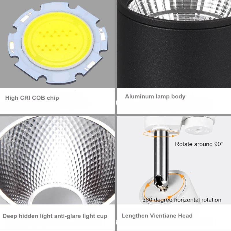 Dimmable LED surface mounted small spotlight 5w7w12w/15w living room TV background wall household lamp ceiling track light cob