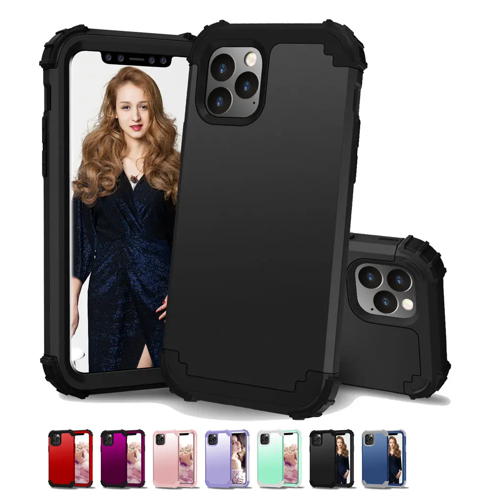 

for iphone 11 Pro Max Case Anti-Fall Dual Layer Hybrid Armor Cover Cases for iphone 11 2019 Shockproof 3 in 1 PC Rubber Cover