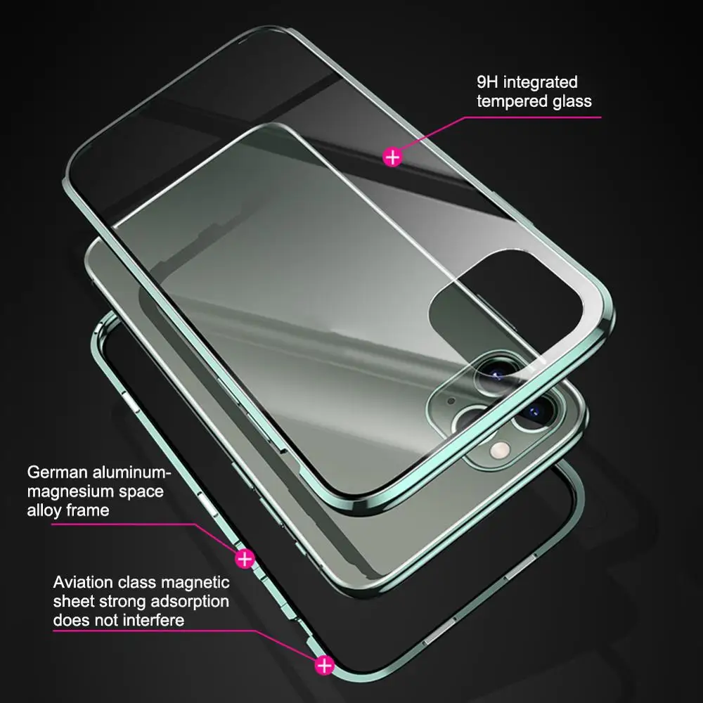 Магнитный адсорбционный металлический чехол для телефона для iPhone 11 Pro MAX 7 8 plus 6 стеклянный Магнитный чехол для iPhone 6 6S plus X XR XS MAX