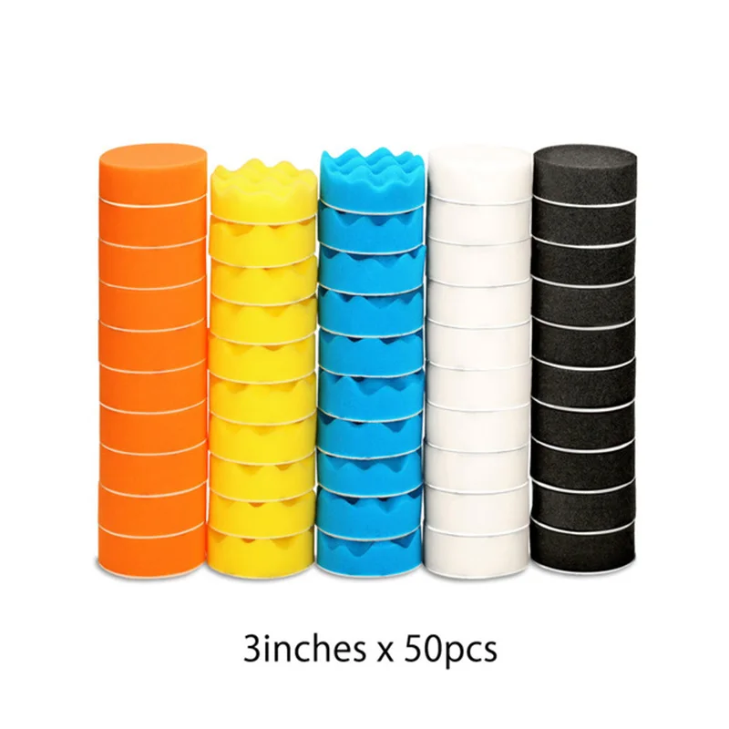 Car Polishing Sponge Pads Discs 50pcs 3 Inch/75mm Diameter Car Cleaning Waxing Tool For Polisher Drill Adapter car polishing pad car polish pad car polishing sponge