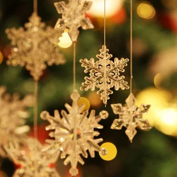 

70 Pcs Clear Snowflakes/Acrylic Crystal Snowflakes Snow Theme Ornaments Pendant DIY for Christmas Tree