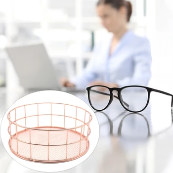 

Nordic Rose Gold Metal Storage Basket Office Sundries Finishing Table Cosmetics