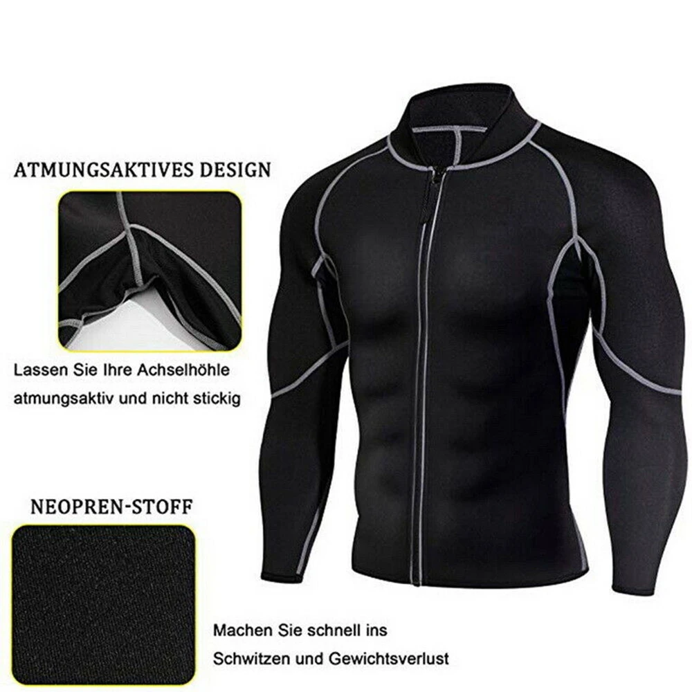 

Jacket Neoprene Sports Shirt Coat Long Sleeves Workout Zipper Tops Long Shapewear Fitness Control Winter Warm Sports Coat Black