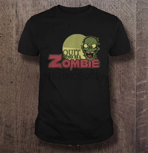 Мужская футболка с надписью Quit work be a Zombie женская | одежда
