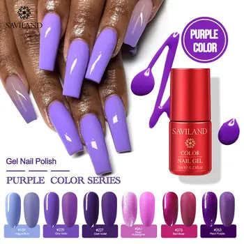 

SAVILAND Purple Series Color Gel Nail Polish Glitter UV Gel Varnish Primer Matte Top Coat for Nails Art Design Painting Gel