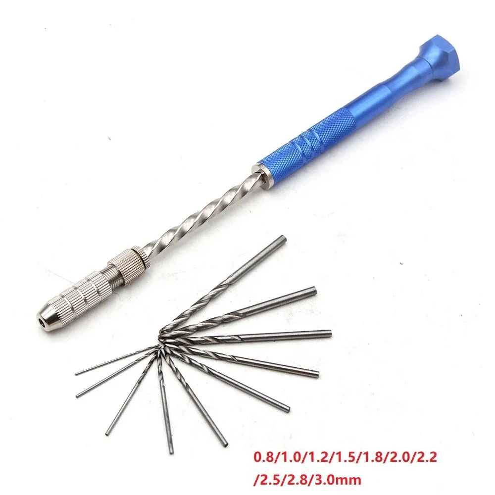 Mini Hand Drill Double Chuck Holder 10pcs -speed HSS Twist Drill Bits Tool  Set