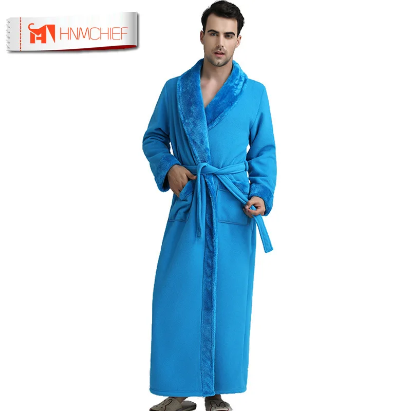 HNMCHIEF осенне-зимняя фланелевая сшитая Ночная рубашка Длинная Пижама для мужчин и женщин новая банный халат модный домашний
