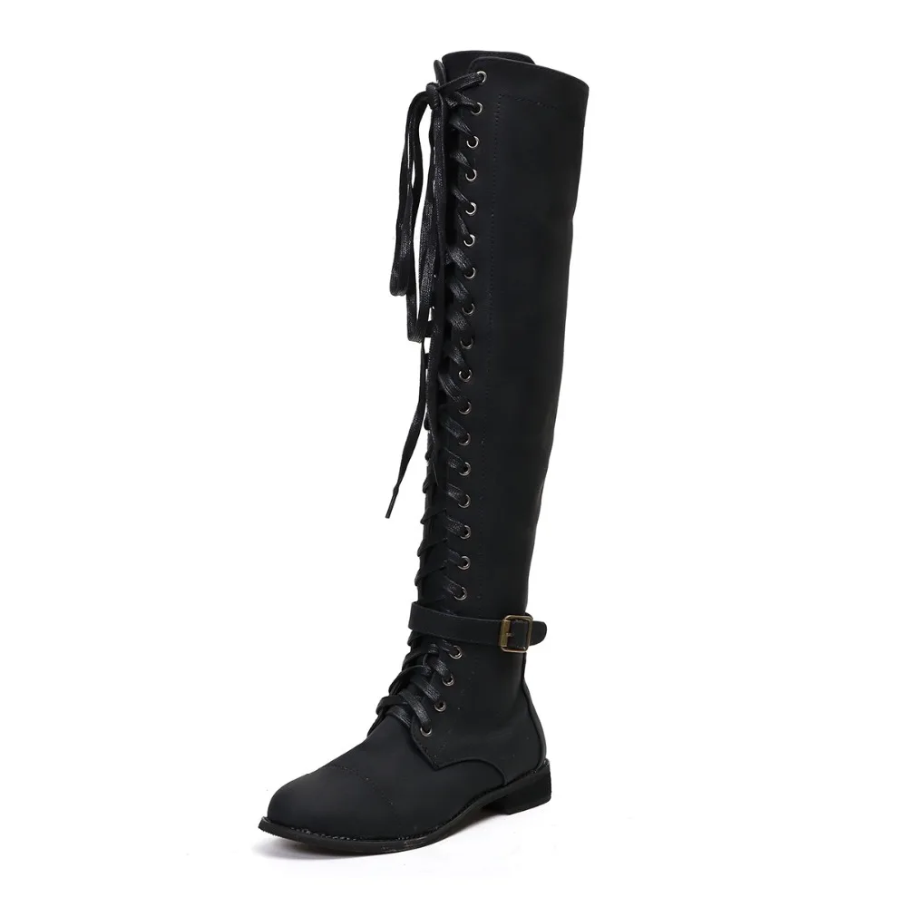 Zapatos mujer/зимние сапоги до колена; женские сапоги для верховой езды из искусственной кожи на среднем каблуке; женская Винтажная обувь с пряжкой и бахромой; chaussures femme