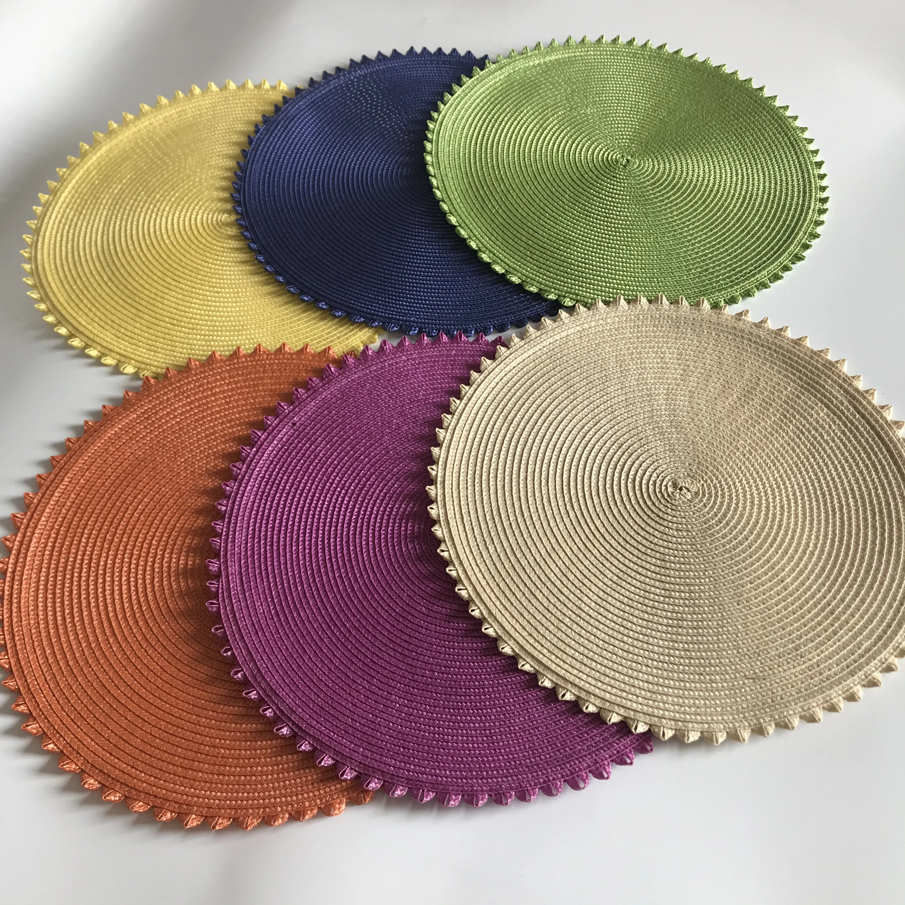 Round Weave Placemat Table Mats Europe Style Dining Napkin Pads Non-Slip Heat Resistant Coaster Cushion Kitchen Party Decoration | Дом и сад