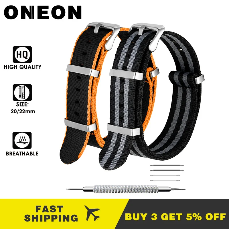 

ONEON New 20mm 22mm NATO Watchband Nylon Strap Replacement Band Watch Accessories,Buy 1 get one,can get Two pieces watch strap