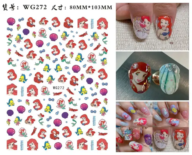 WG266-296 Summer Princess Ultra-thin Adhesive Nail Stickers Children's Girls Christmas Gifts 2021 New 3D Fashion Manicure Decals WG 272