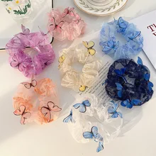 

Small Fresh Style Elastic Rubber Bands Mesh Chiffon Scrunchie Hair Rope Transparent Butterfly Tulle Ponytail Hair Accessories