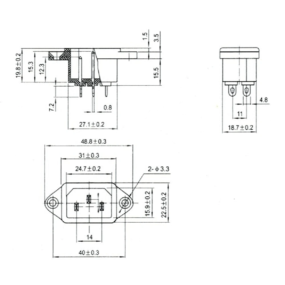 2 шт. 10A 250VAC 3 Pin AC-04 AC Мощность вилка и гнездо розетки Медь ядро