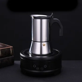 

Food Grade Standard 304 Stainless Steel Moka Coffee Maker Mocha Pot 4 Cups 200ml No Residue Safety 1 Pcs