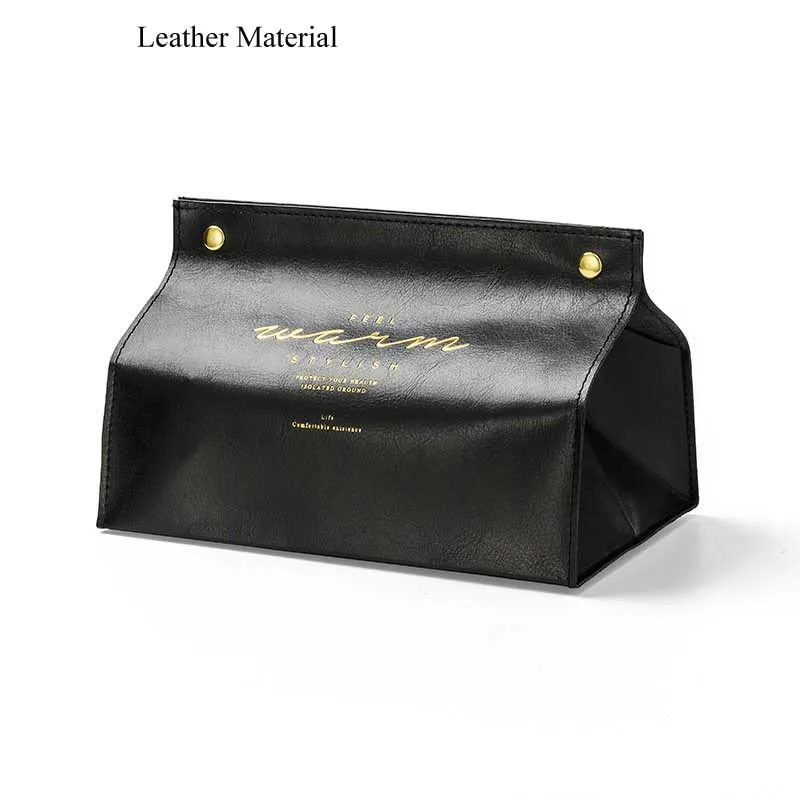 black-leather Держатель для салфеток Ins скандинавские кожаные бархатные коробка для салфеток Диспенсер держатель для салфеток чехол для украшения для офиса дома - Цвет: black-leather