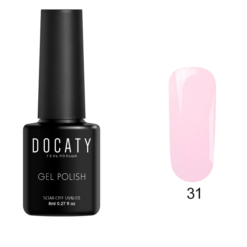 Docaty нюдовый Гель-лак для ногтей, растворимый Гель-лак полу-стойкий лак Натуральный телесного цветной силикон розового и фиолетового цветов Топ нуждается в Базовое покрытие - Цвет: 31