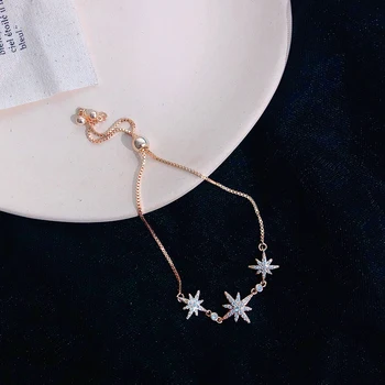 

Dainty 925 Sterling Silver Eight Star Bracelet Micro Pave Cubic Zircon Lucky Star Bracelet For Women Gifts Wholesale S-B326