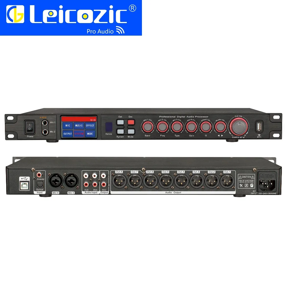 Leicozic K5210 Профессиональный цифровой аудио процессор сенсорный экран с программным управлением/Wifi/USB цифровой процессор DSP