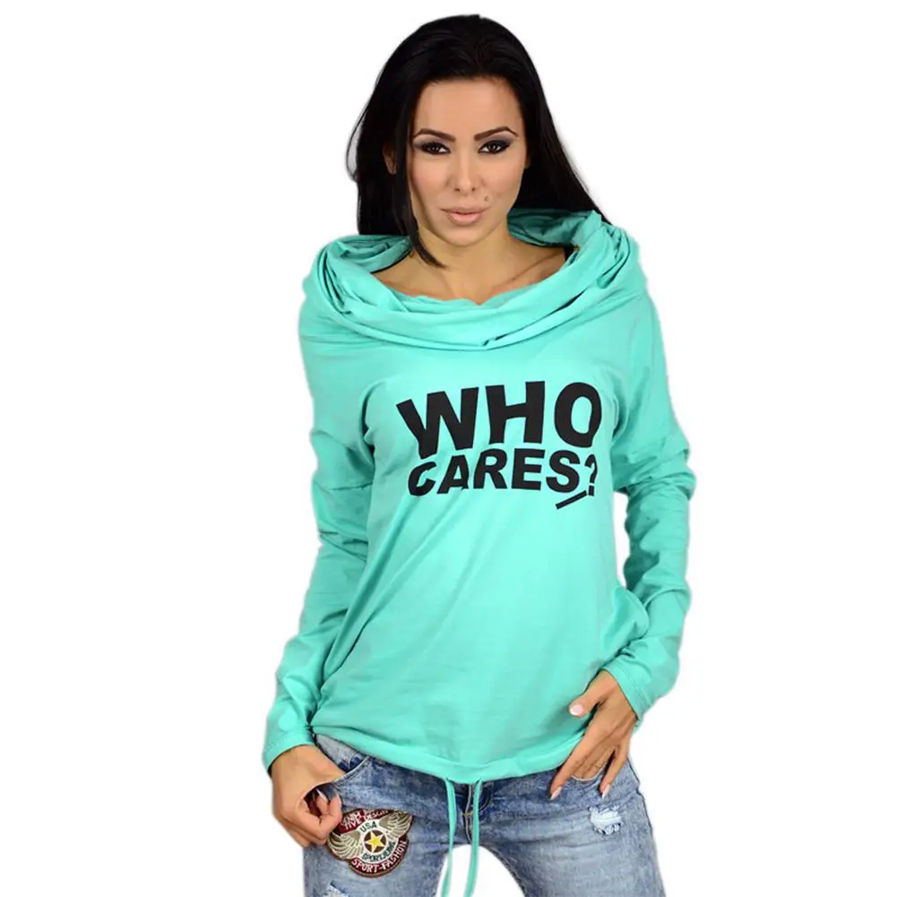 

DSstyles 1 Pcs Thin knit letter long sleeve hooded T-shirt Women Fashion Thin Printing Knitting Coat T-shirt