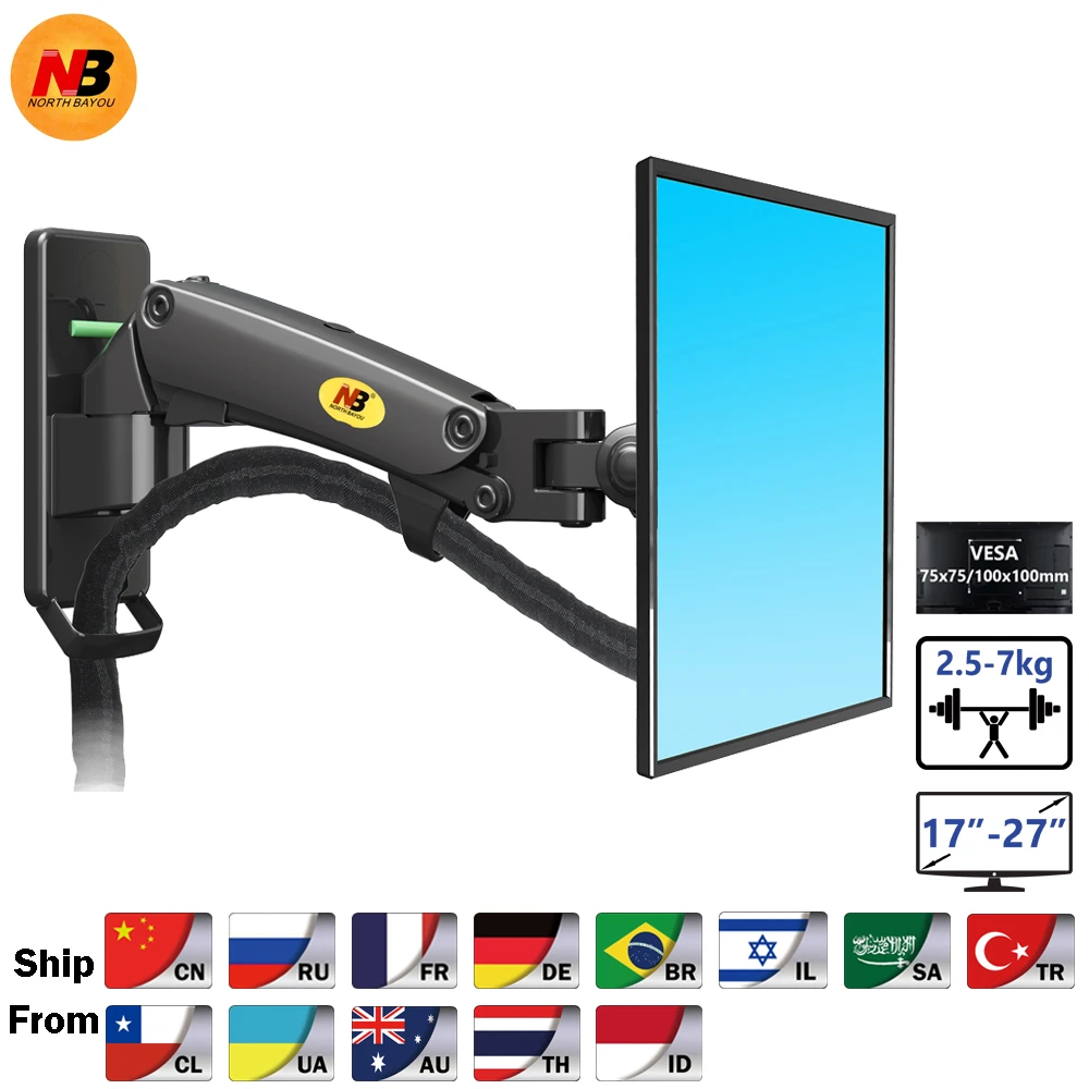 de pared para televisor LCD LED, base de brazo de aluminio con resorte de Gas de 17 27 pulgadas, movimiento completo, NB F120|wall mount lcd|tv wall mounttv wall - AliExpress