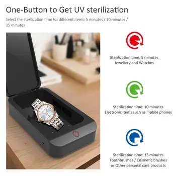 

UV Phone Sterilizer Box Jewelry Phones Cleaner Personal One-touch 99% Sanitizer Disinfection Box with Aromatherapy Esterilizador