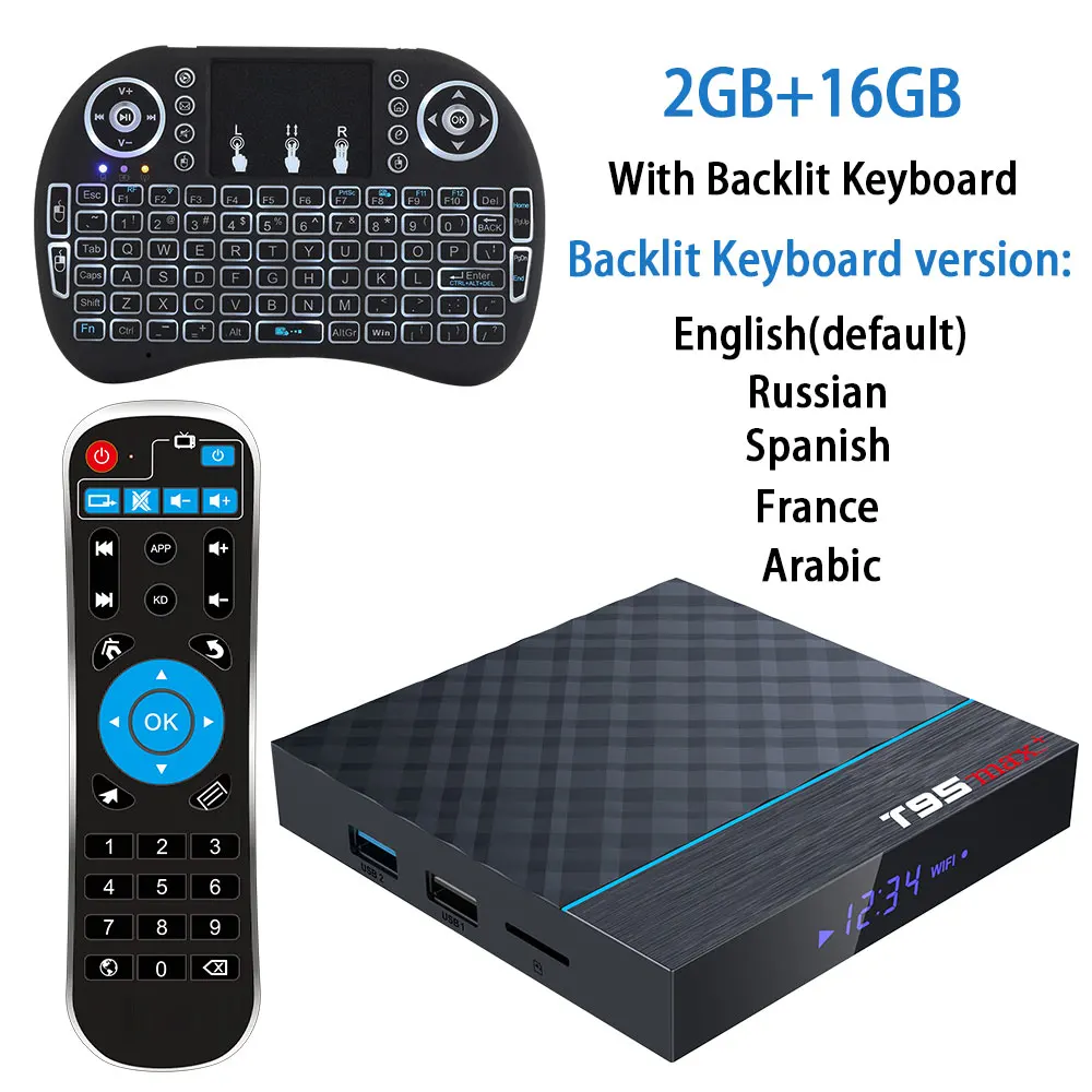 16G with keyboard T95 MAX+ Android 9,0 ТВ BOX Amlogic S905X3 set top tv BOX Netflix голосовой помощник двухъядерный процессор Wi-Fi 4K Google Play StoreMedia - Цвет: 16G with keyboard