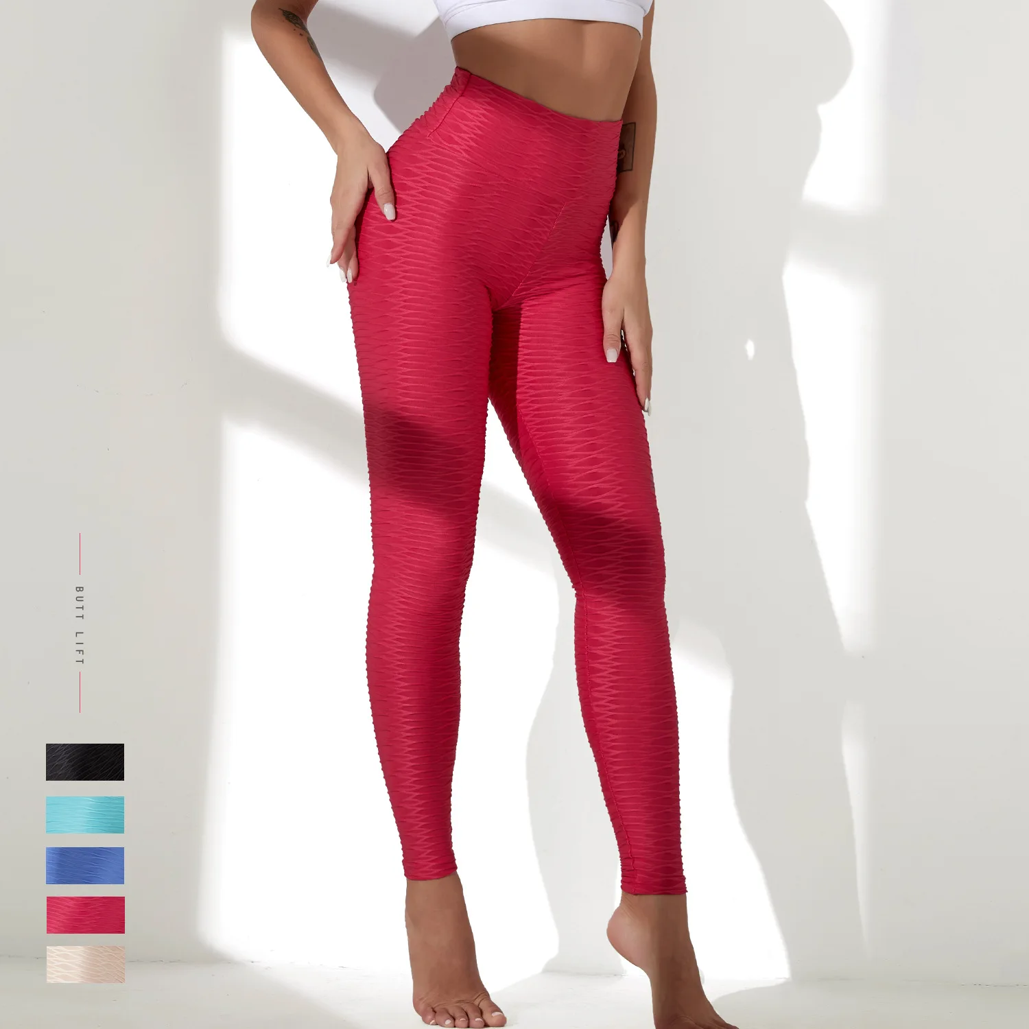 

Jacquard Sports Workout Sportswear For Fitness Women Sports Legging Running Yoga Pants Women High Waist Push Hip Sports Tights