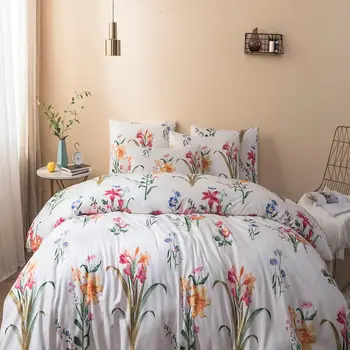 

Quilt cover + pillow cover polyester material skin friendly high quality home textile bedding red plant printing 3-piece set