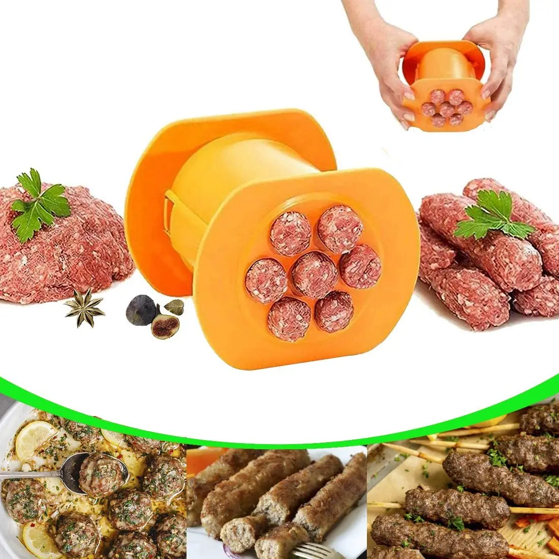 Sausage Maker 7 Sausages in One Press Manual Hot Dog Non Stick Household Barbecue Grilling Molds - BBQ Grill Accessories | Дом и сад