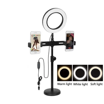 Günstige Schreibtisch Telefon Halter LED Selfie Ring Licht Studio Fotografie Foto Füllen Ring Licht Mit Tisch Halter Für Make-Up Video Live Studio