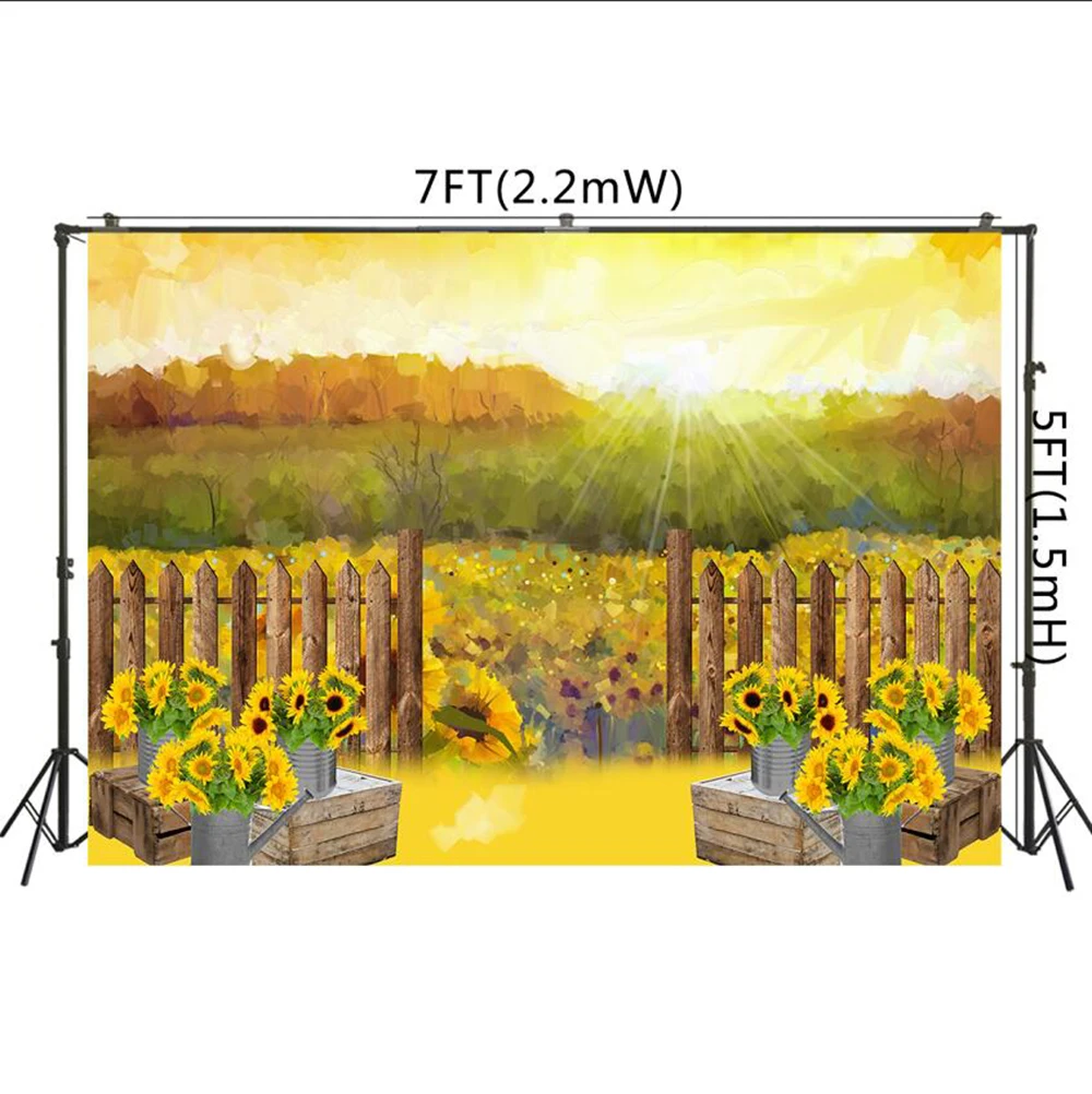 Весенний Подсолнух забор фон пейзаж день рождения фон дети ребенок душ фон фото баннеры торт настольные декорации