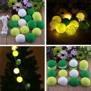 

LED String Light Cotton Ball Lights 20 Ball 220V Cotton Christmas Gifts Wedding Home White+Yellow+Green 3 M Plug Fairy Decor