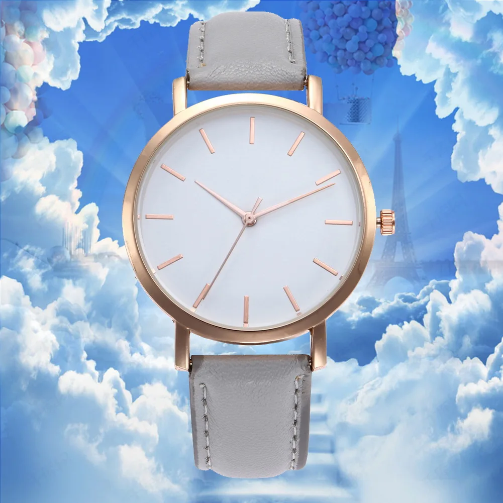 Quartz Watch Couple Watches Fashion Casual Electronic Watch with PU Leather Strap LL@17