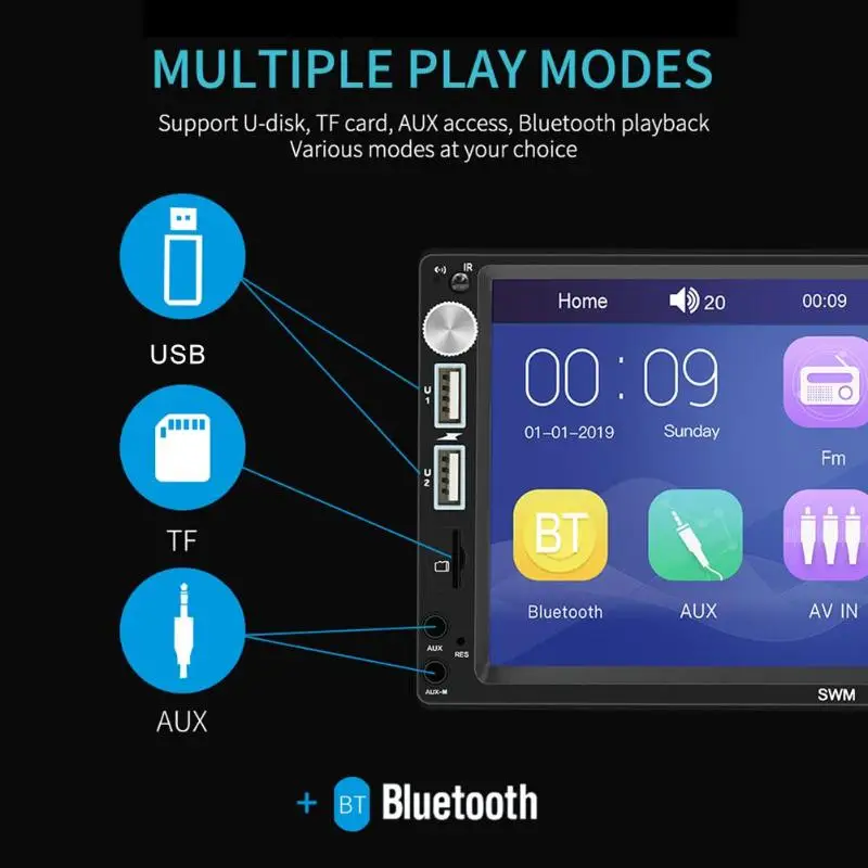 SWM X5 2 DIN 7 дюймов Bluetooth AUX RCA стерео MP4 MP5 плеер Видео плеер FM радио приемник головное устройство Автомобильный мультимедийный плеер