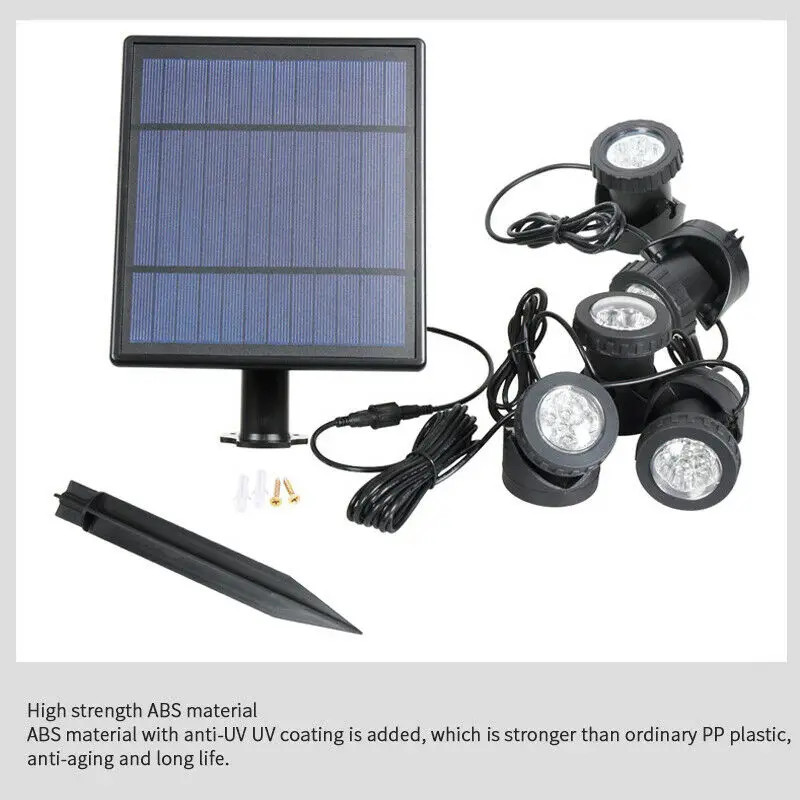 1 white Solar Power LED Underwater Spotlight Light good for Garden Swimming Fish Pool