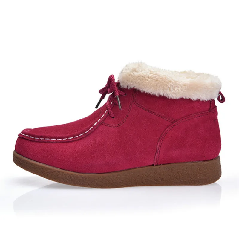 Женские ботильоны; модная кожаная обувь; зимняя женская обувь; Botines Mujer; повседневная обувь на платформе со шнуровкой; Теплая обувь; botas mujer; 35-40 - Цвет: Red