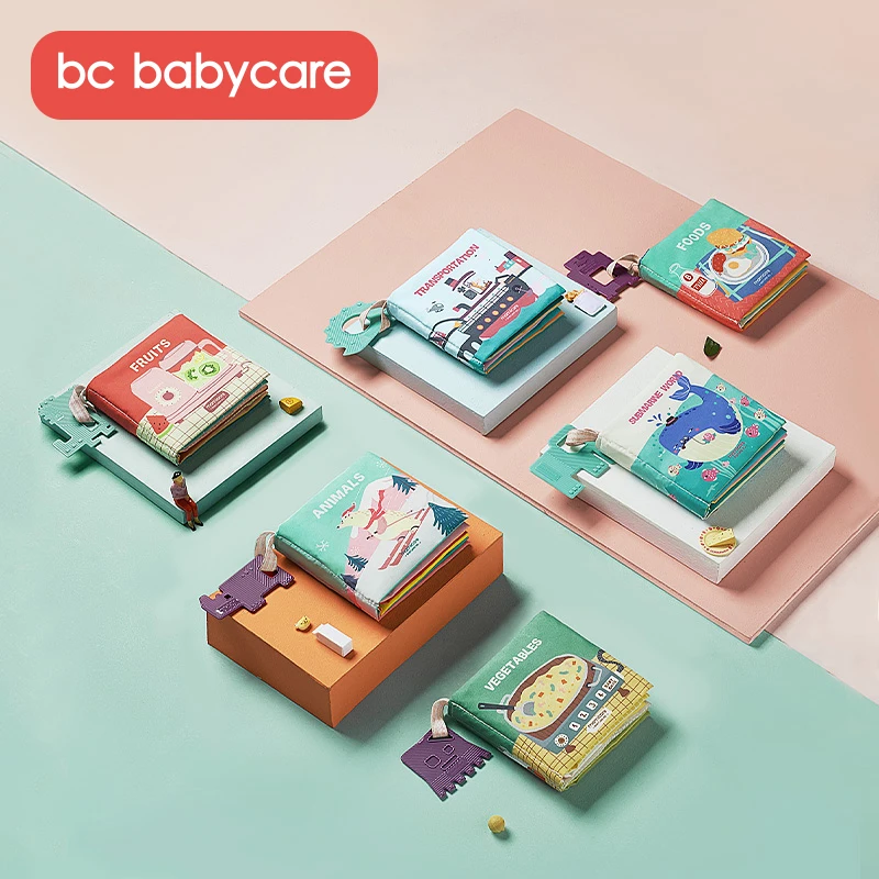 

BC BABYCARE 6 Packs Baby Soft Sound 3D Cloth Books with Teether Infant Interactive Sensory Development Educational Learning Toys