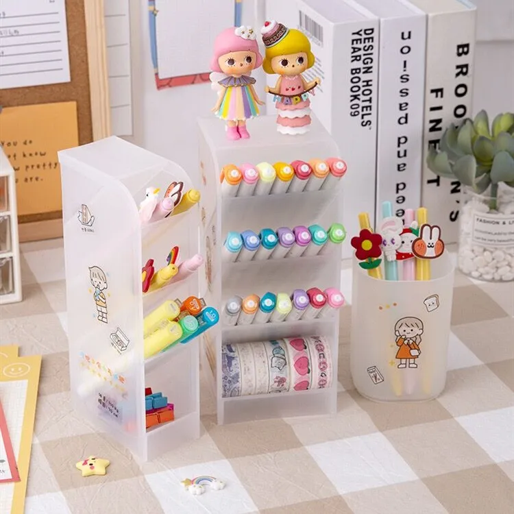 Настольный органайзер MINKYS Kawaii 4 Gird держатель ручки Бесплатная наклейка